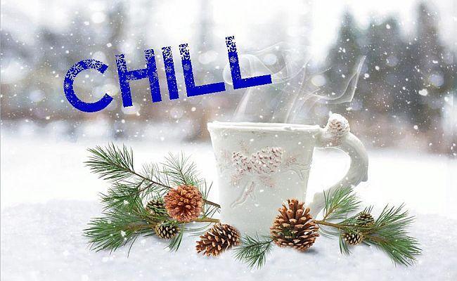 Chill, warm beverage in the snow